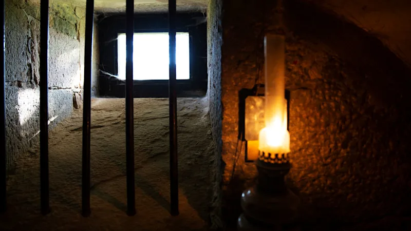 An old prison cell at the museum at Home Hotel Bilan