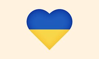 A heart in the colours of the Ukrainian flag.