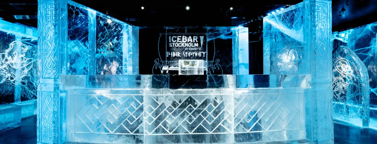 The bar at ICEBAR in Stockholm.