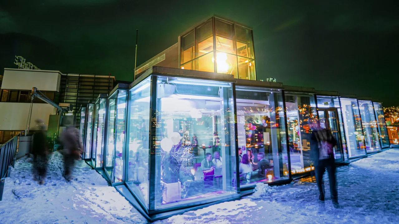 The exterior of the sky bar at Clarion Hotel The Edge in Tromsø.