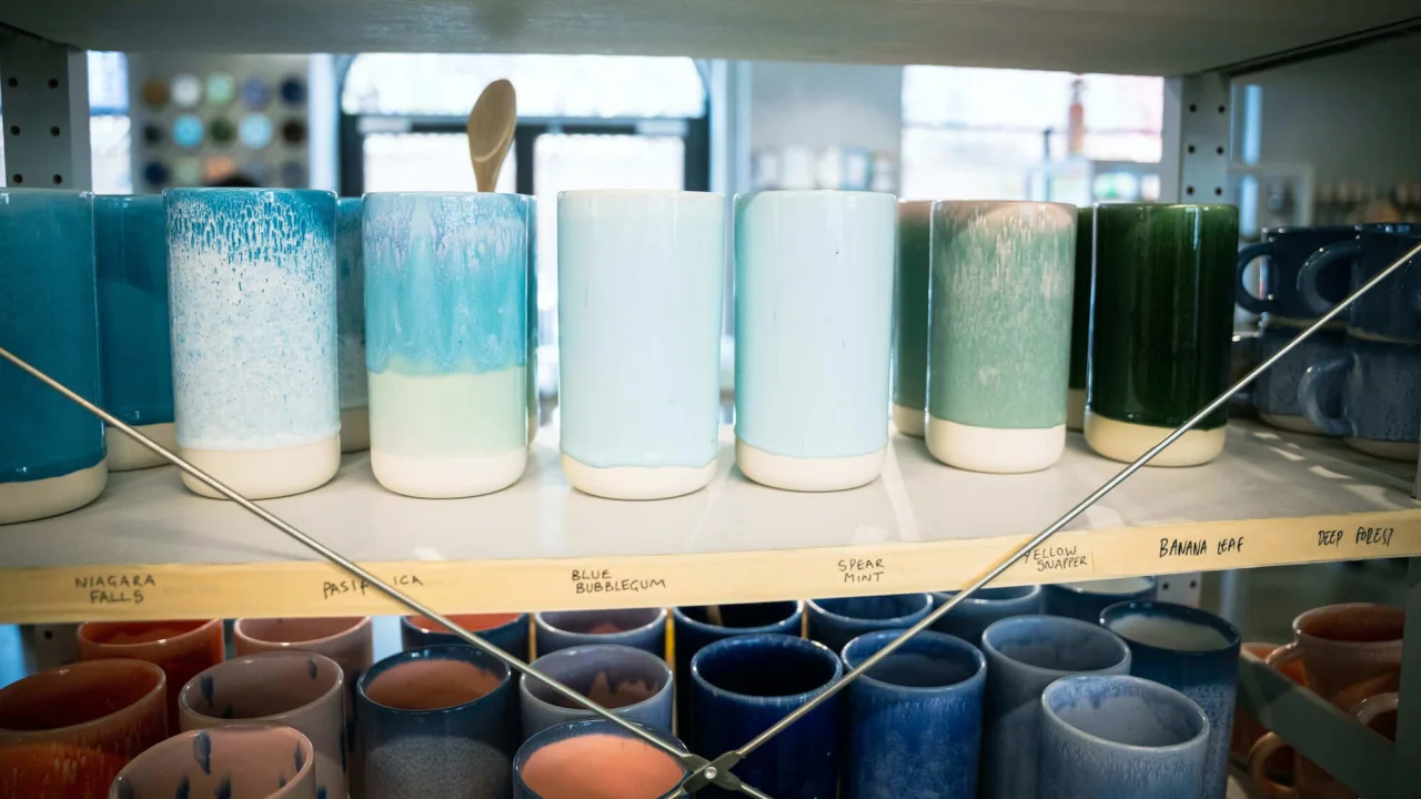 Handcrafted and painted coffee cups in Copenhagen.