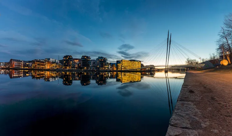 Drammen river by night