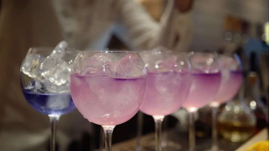 Pink drinks at Lykkes Bar in Stockholm.