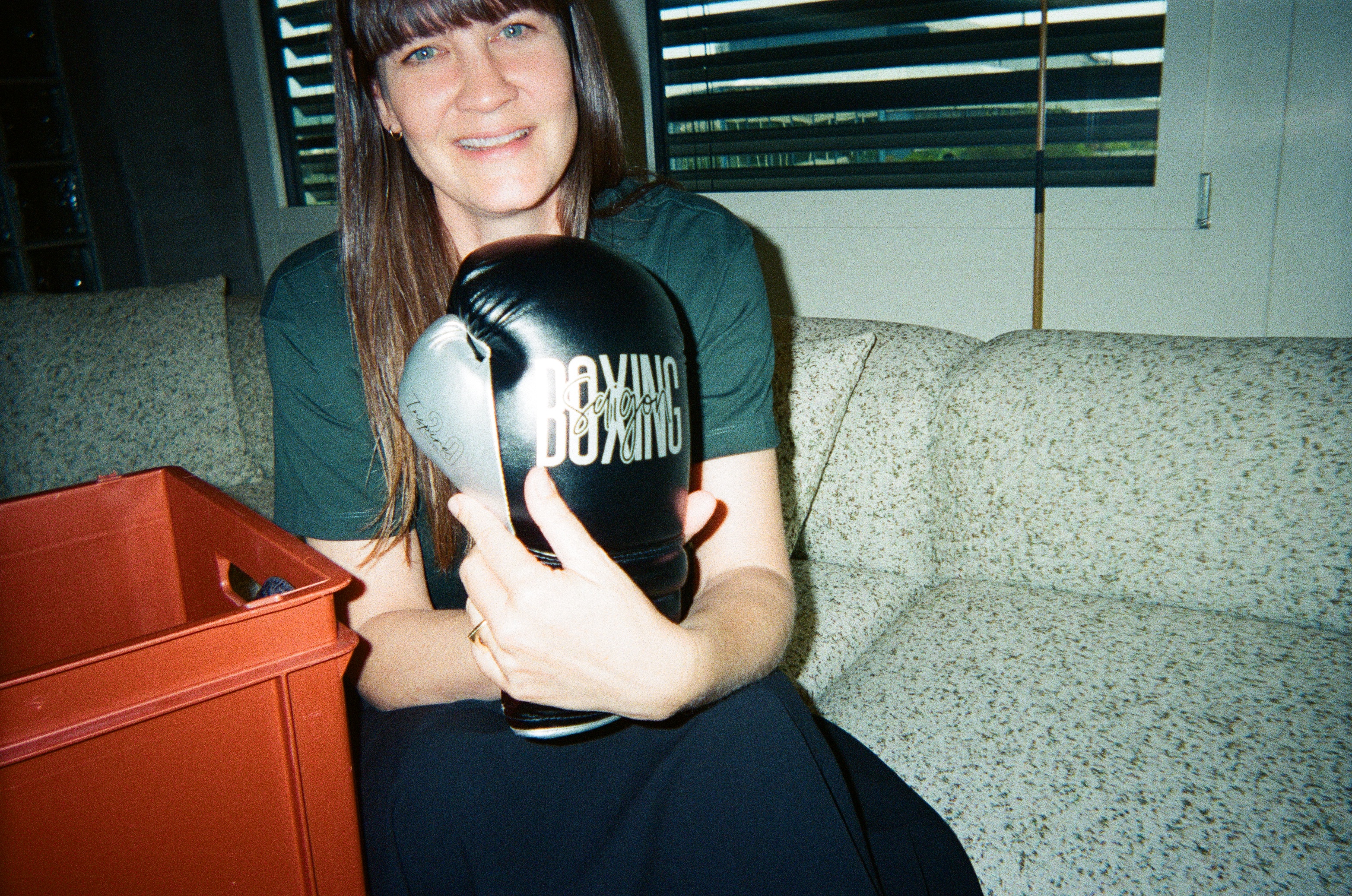 Isabell Red Box Gloves close up