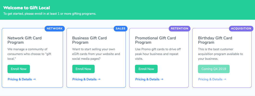 gift card options