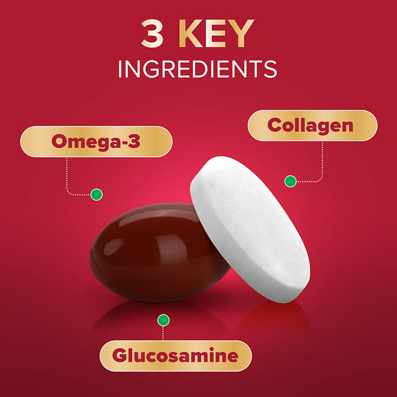 3 key ingredients: Omega-3, collagen, glucosamine
