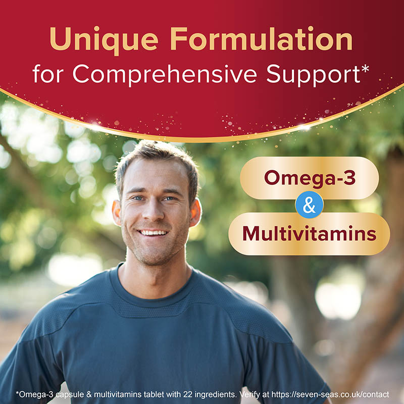 Unique formulation for comprehensive support: Omega-3 + multivitamins