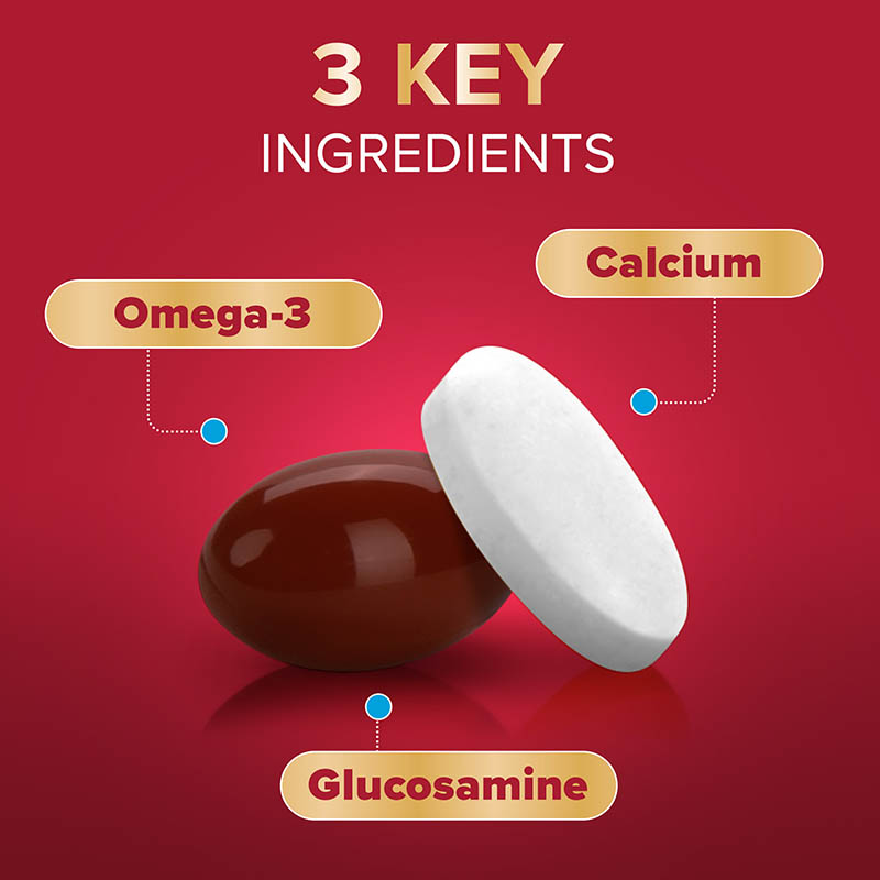3 key ingredients: Omega-3, calcium, glucosamine