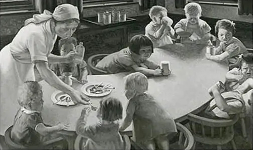 old seven seas brand advertisement - family having dinner
