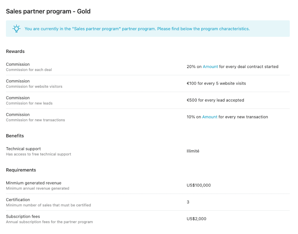 kiflo screen showing partner program rewards from partners end