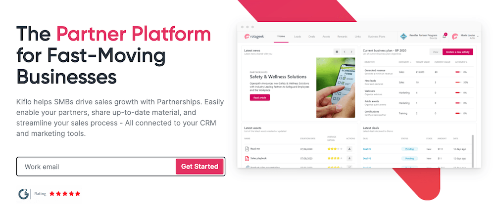 kiflo PRM platform with rewards home screen
