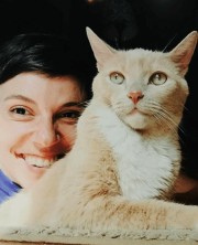 Ghaal the Domestic Shorthair cat with his owner