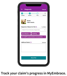 tracking a claim's progress on an iPhone through the MyEmbrace portal