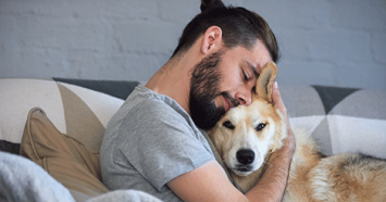 Man Bonding with Dog
