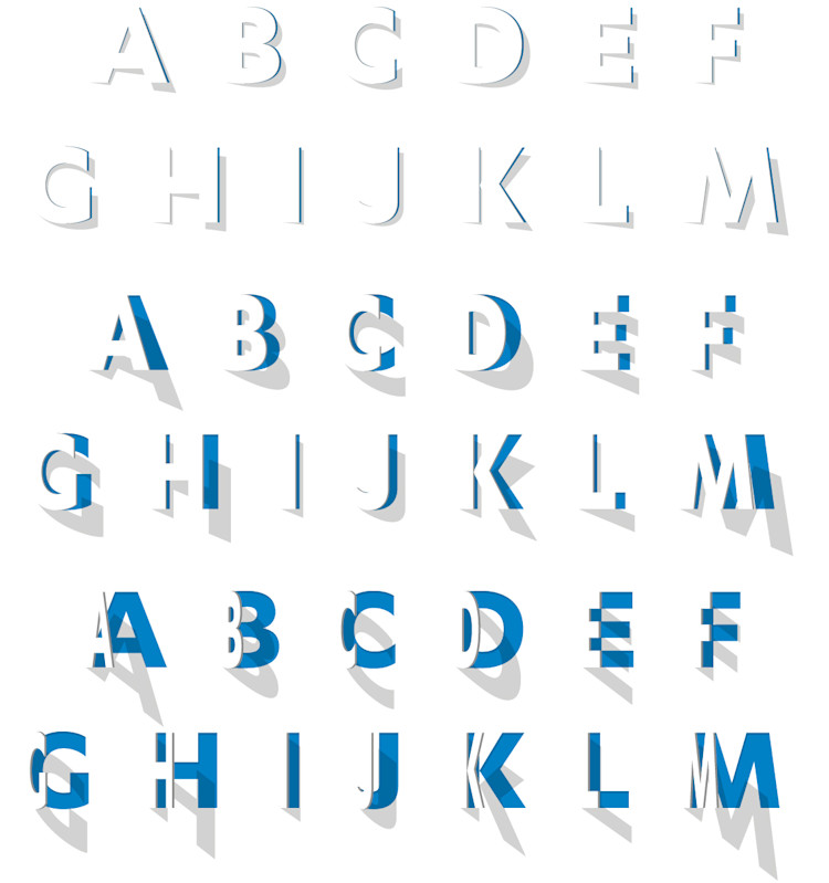 The custom made display typeface opens up in preset steps. Every version adds its own feel to the text.
