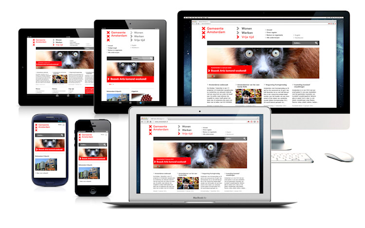 Responsive website Amsterdam.nl with thematic entrances for a broad audience