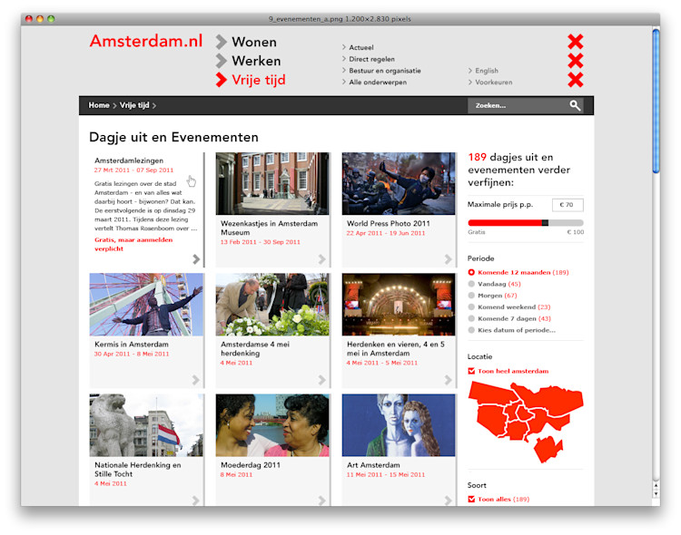 An overview page
