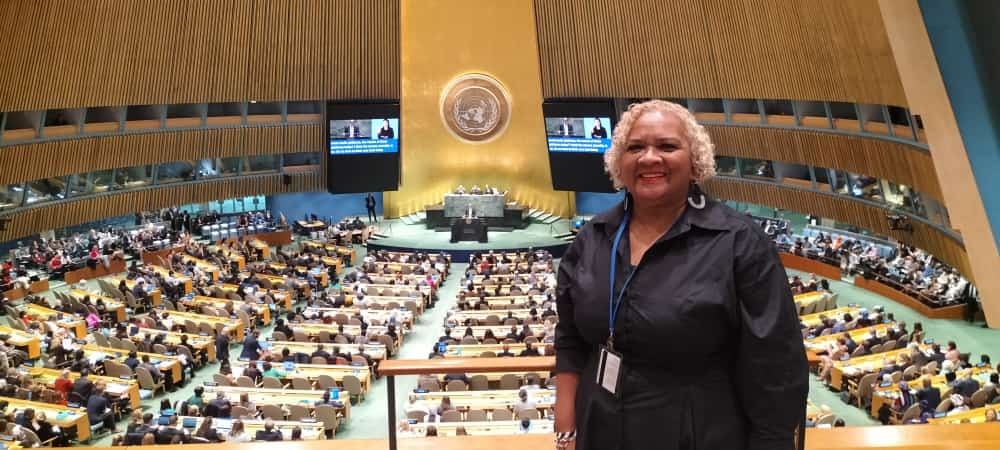Caroline Peters at CSW67 plenary hall: Start spreading the news. I′m leaving today. I want to be a part of it. New York, New York
