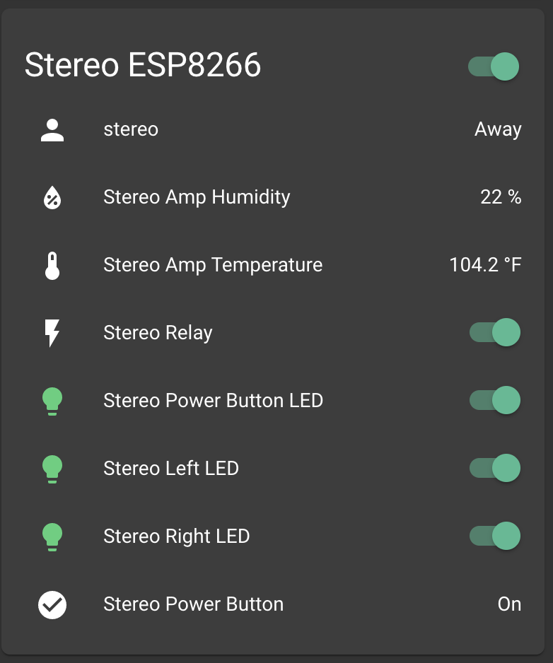 ESPHome Stereo Home Assistant Dashboard