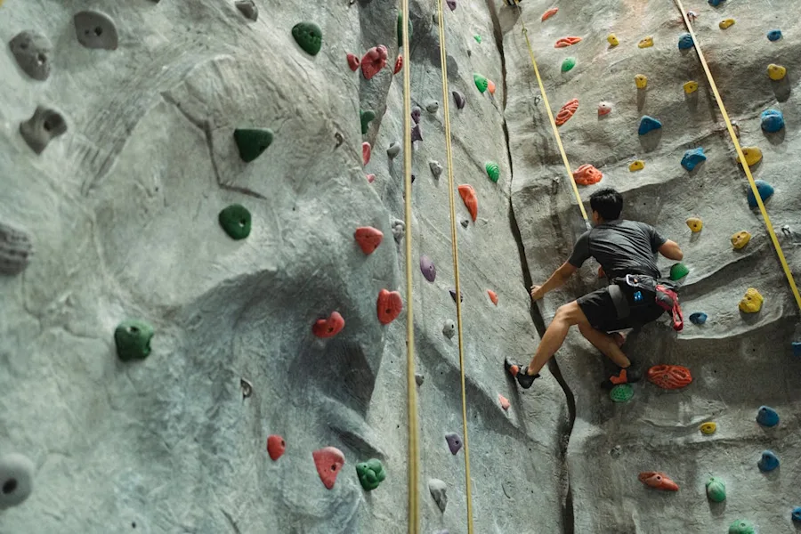 mountaineer climbing wall | mountaineer climbing wall with grips during workout