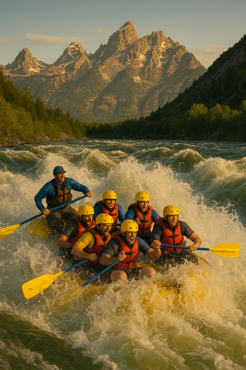 Action shot of raft crashing