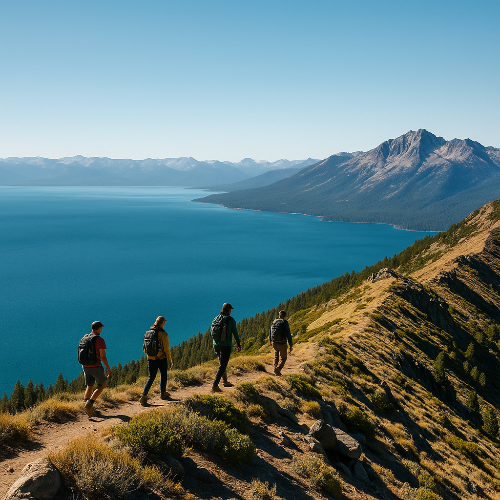 hikers on a ridge trail
