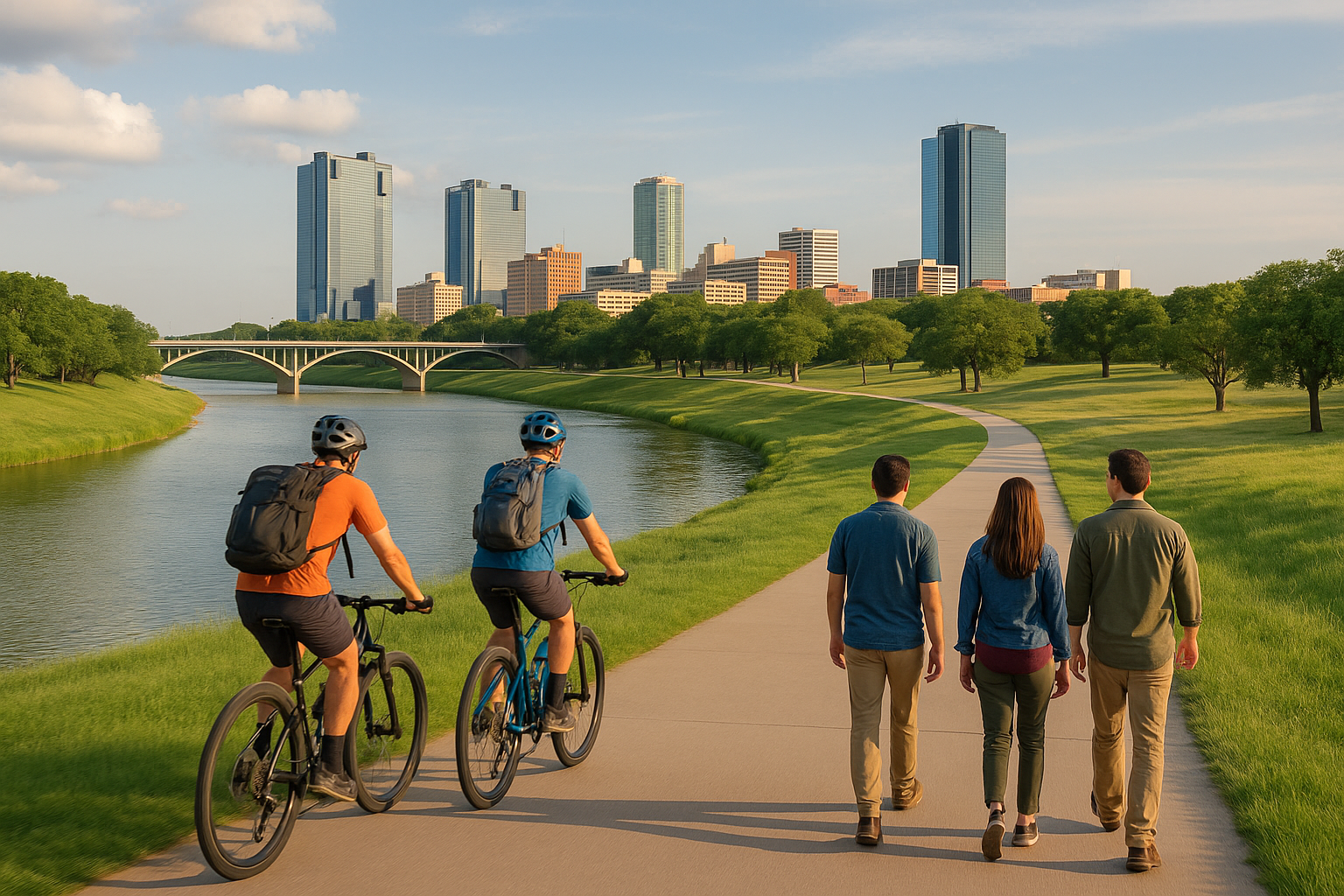 cyclists and walkers on Trinity Trails