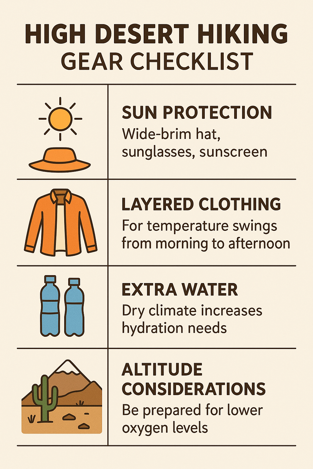 High Desert Hiking Gear Checklist