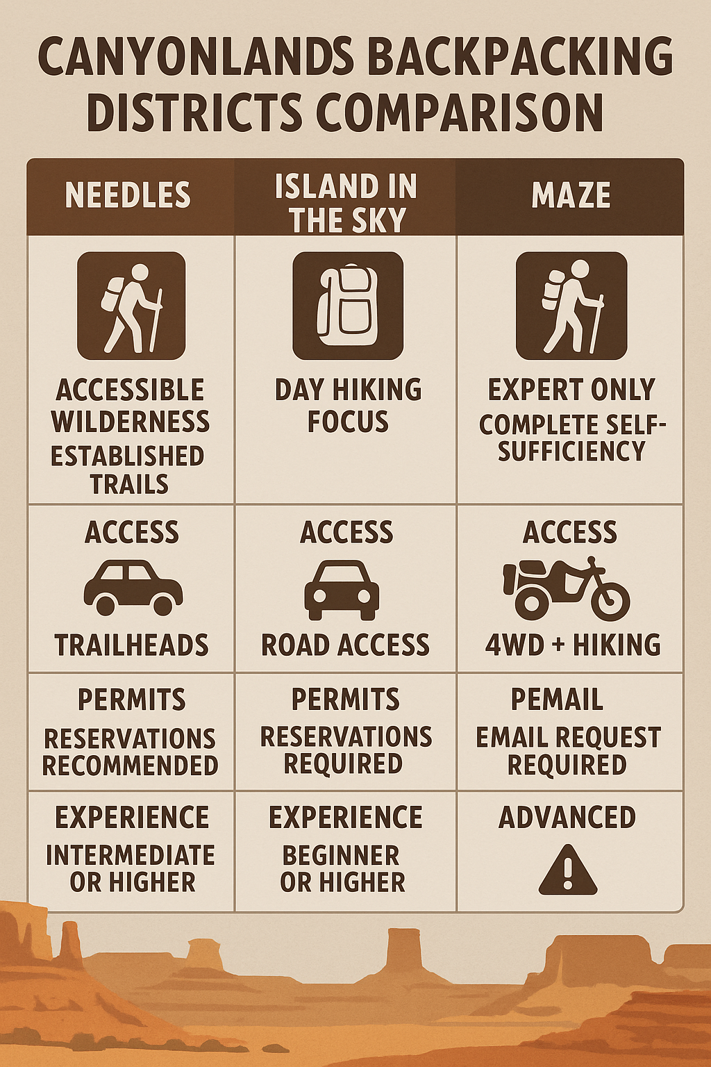 Canyonlands Backpacking Districts Comparison