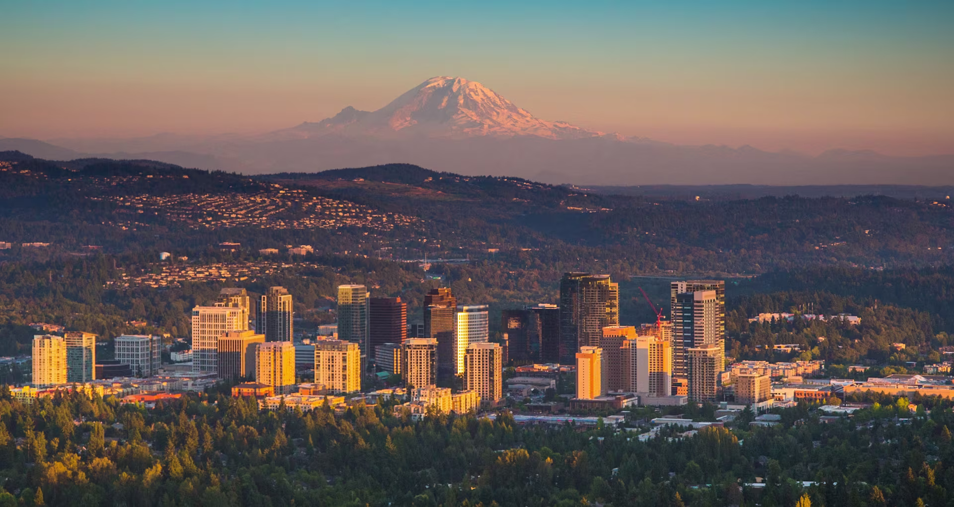 Downtown Bellevue and Mount Rainier |
