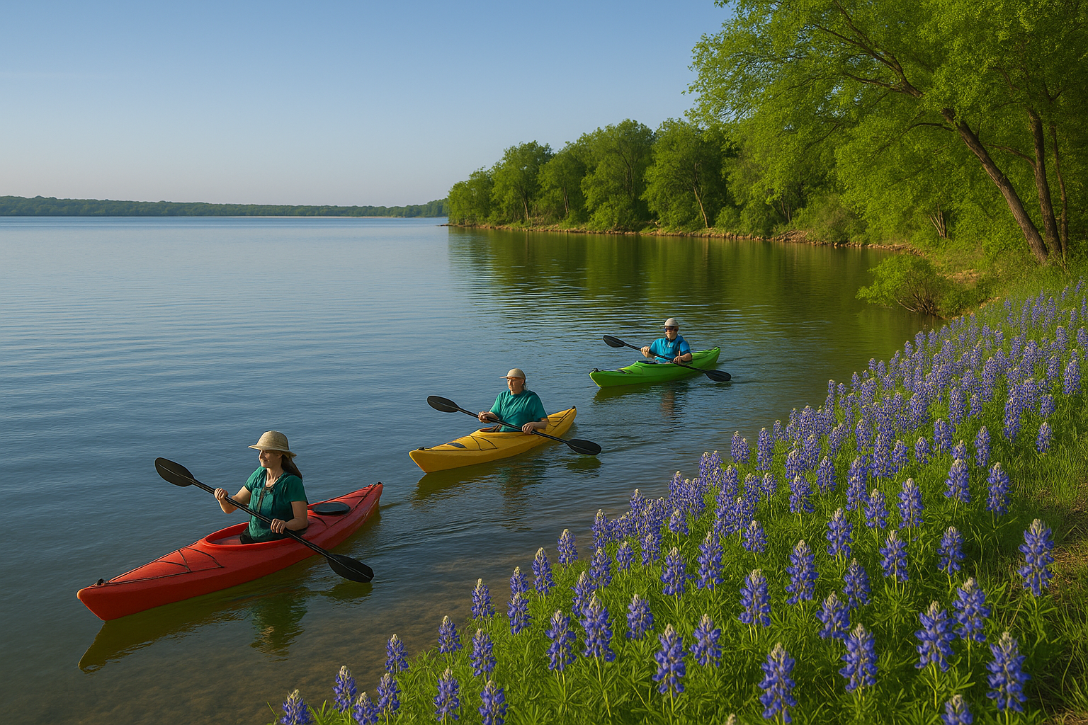 Spring paddlers on Eagle Mountain Lake