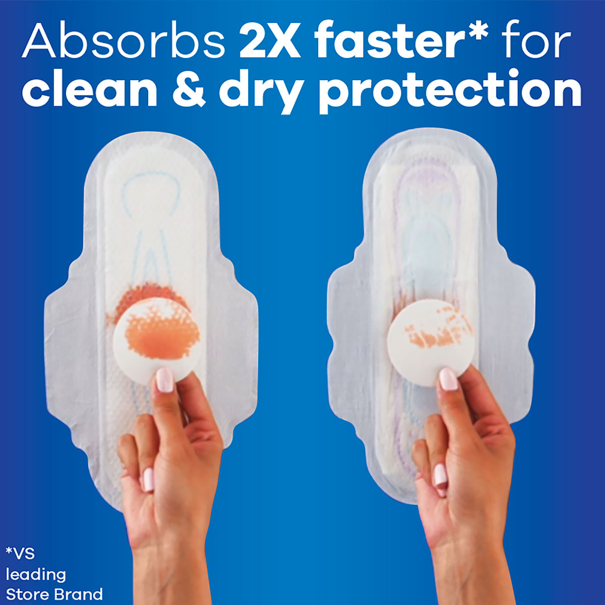 absorbs 2x faster for clean & dry protection