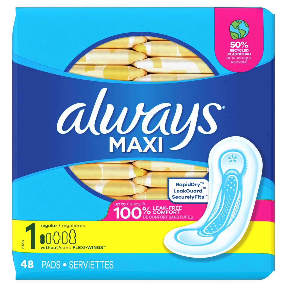 Maxi-Pads-Size-1-Regular-Super-Without-Wings-48-Count