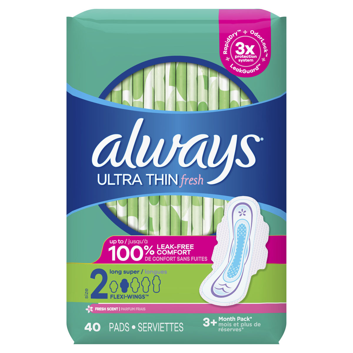 Ultra-Thin-Pads-Size-2-Long-with-Wings-40-Count-Scented
