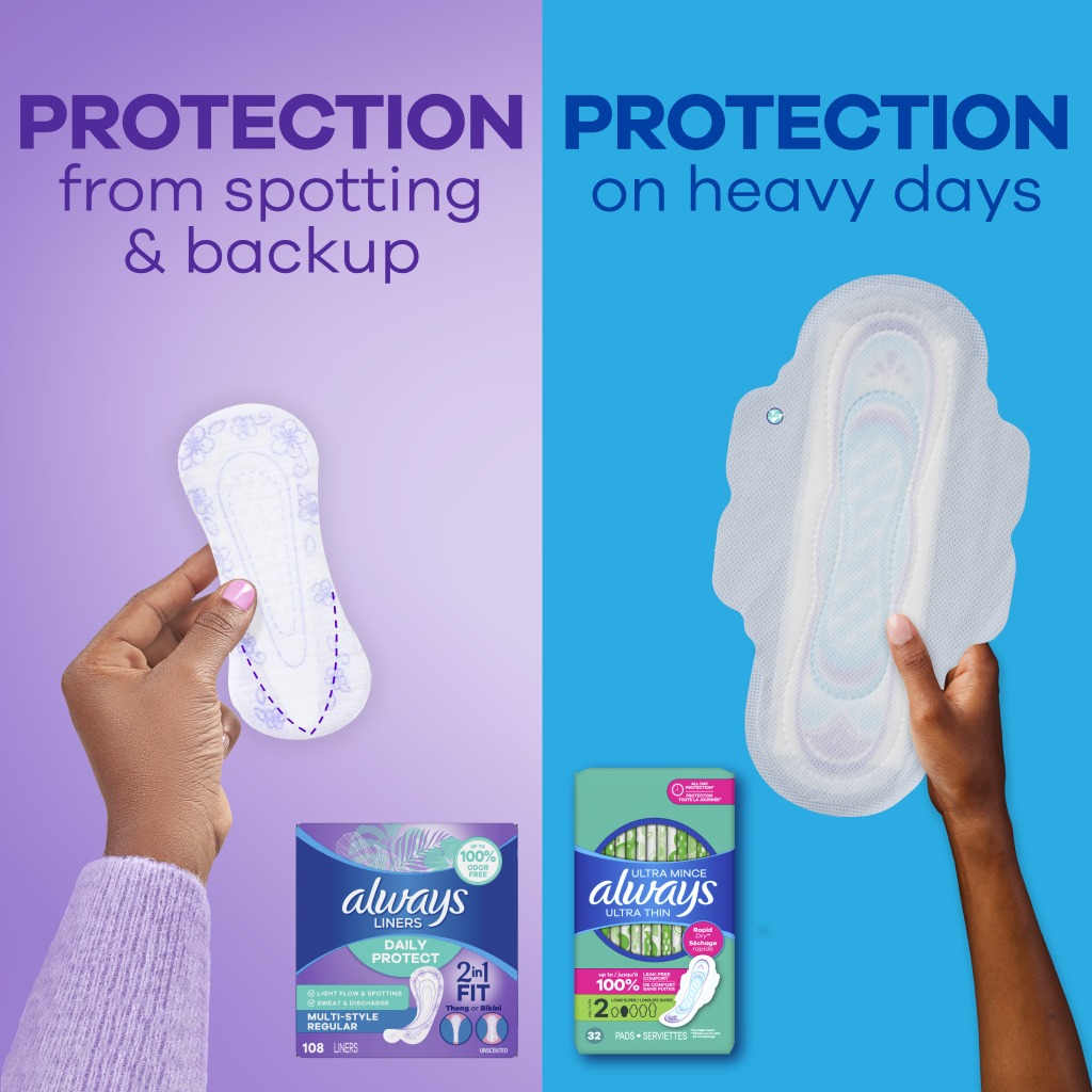 protection from spotting and backup or on heavy days