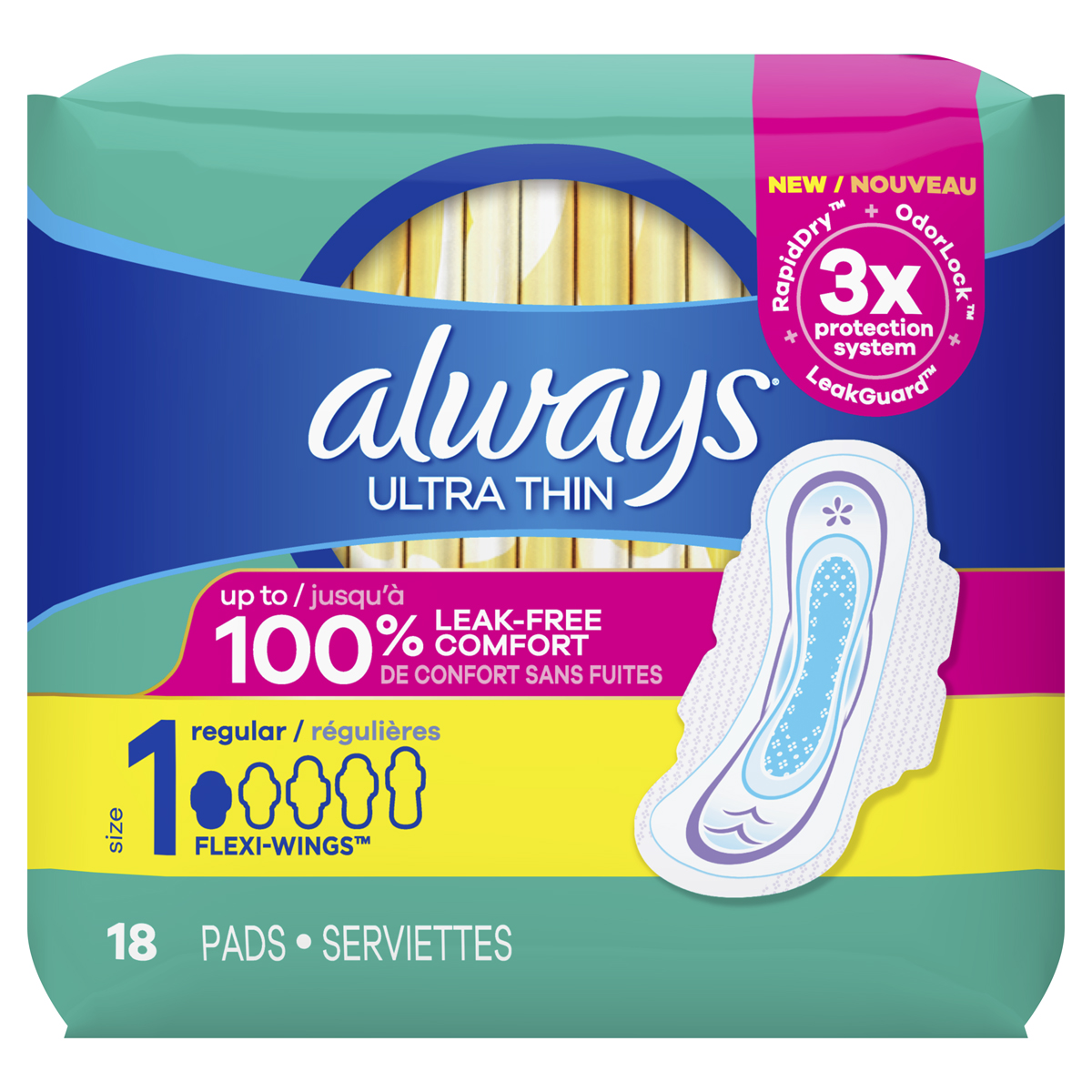 Ultra-Thin-Pads-Size-1-Regular-with-Wings-18-Count