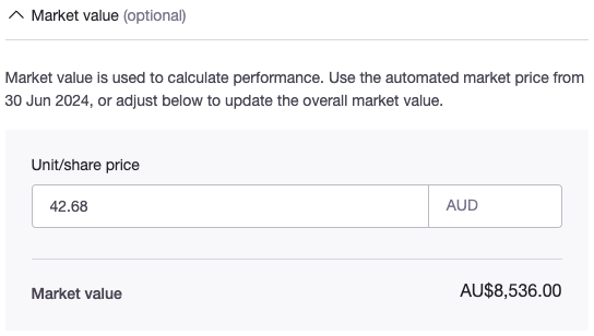 opening balance market value
