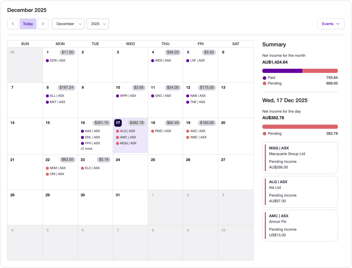 calendar view