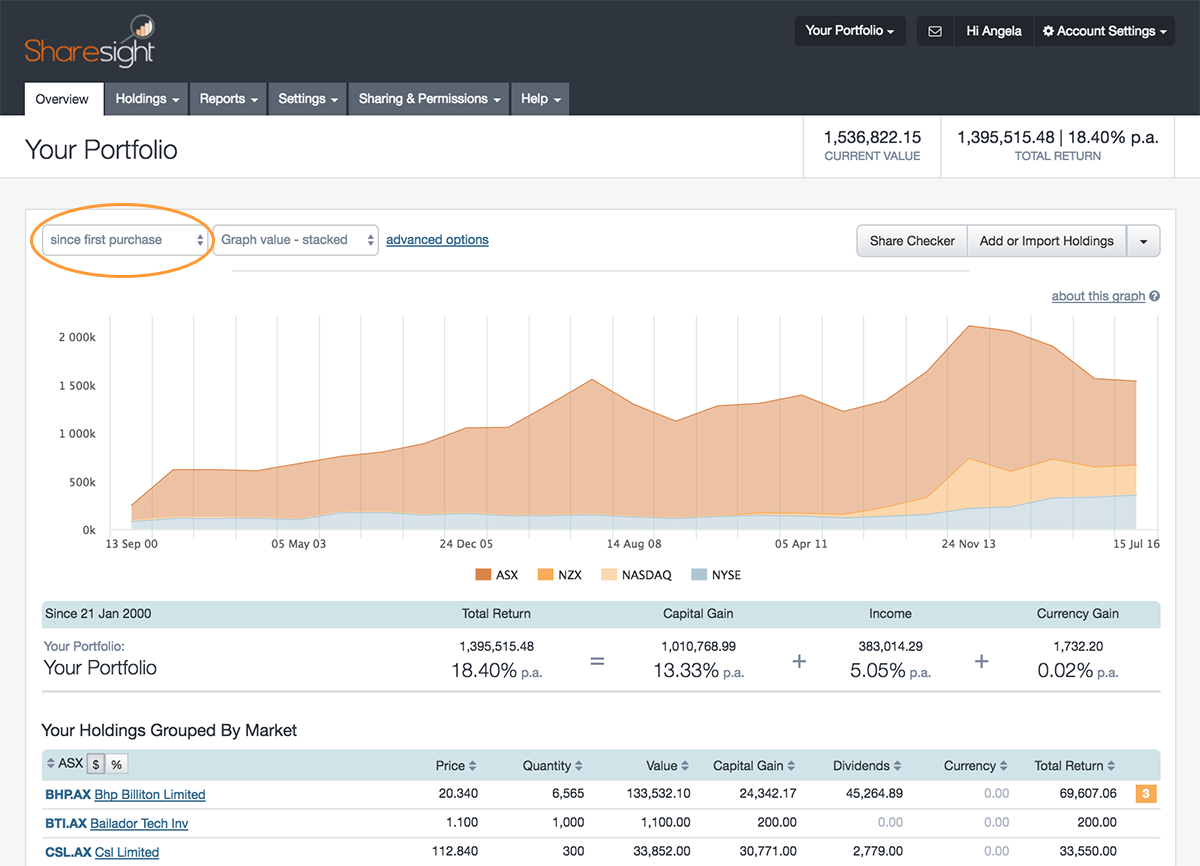 since first purchase - screenshot