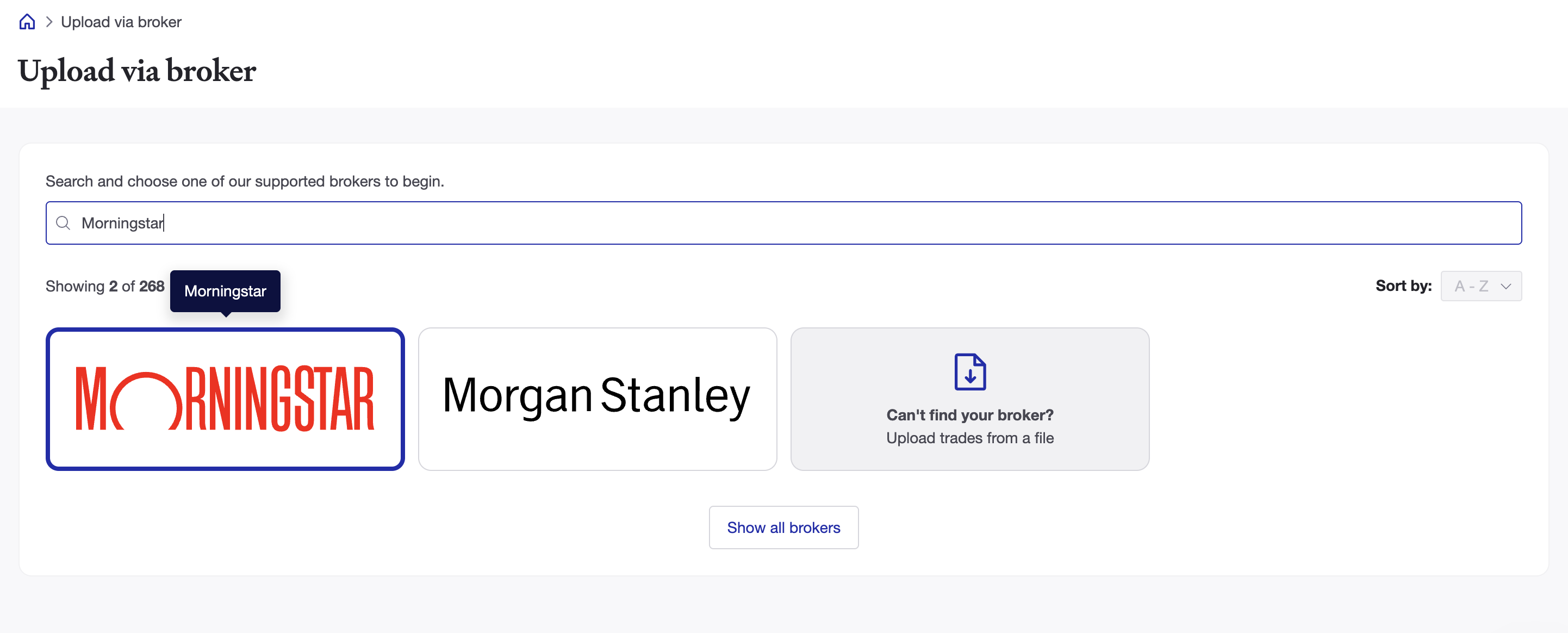 Find your broker in Sharesight