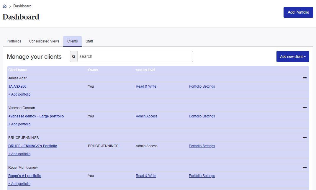 Manage client portfolios 3