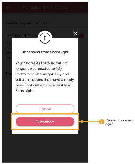 Sharesies Disconnect step 02