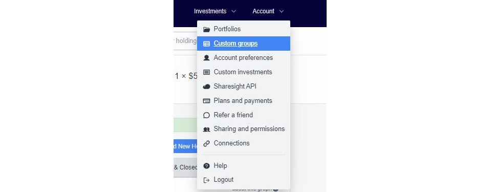 Add custom groups Sharesight