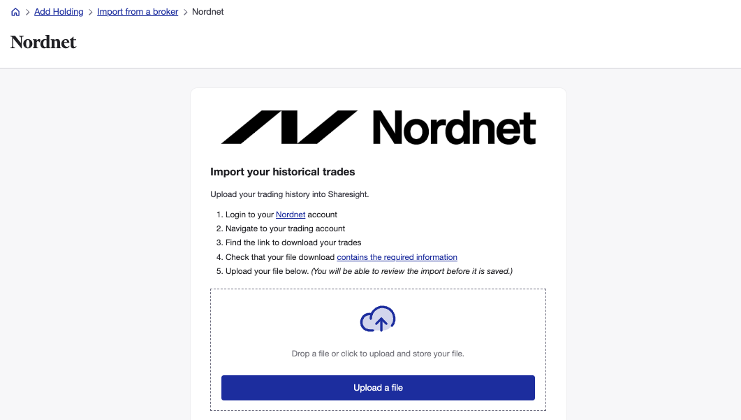 Import nordnet trades to Sharesight