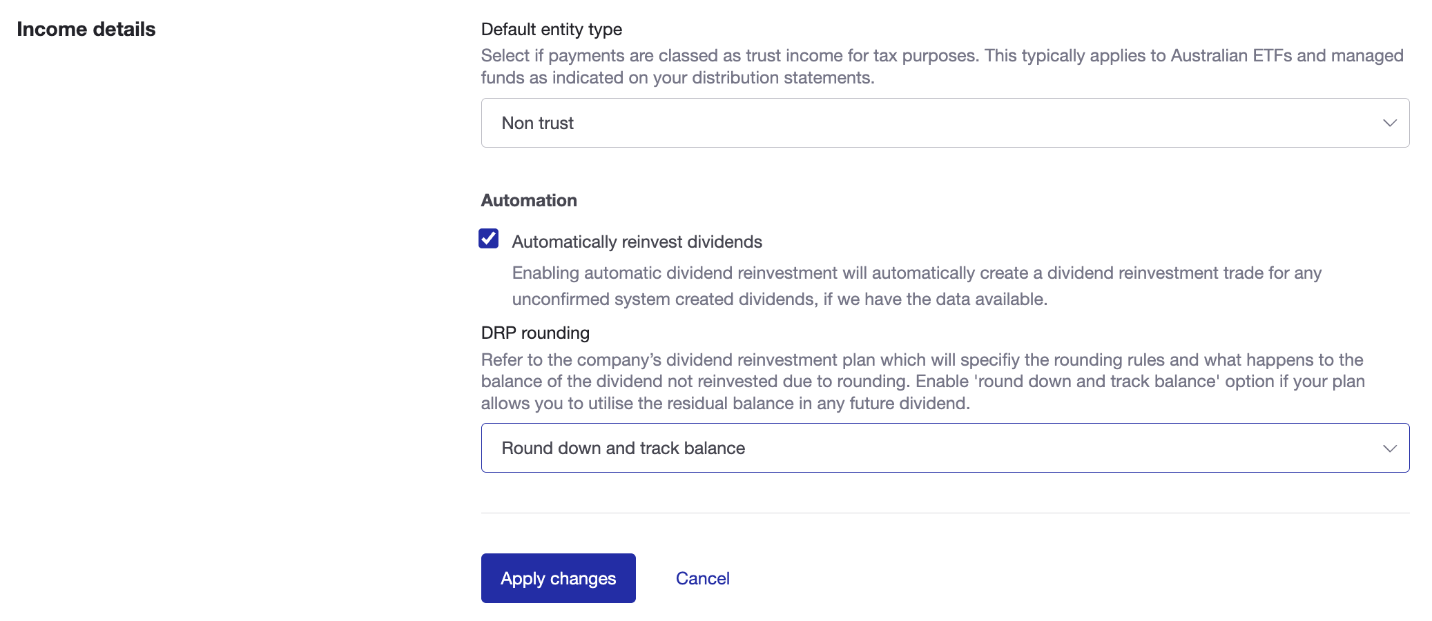 Sharesight track DRP