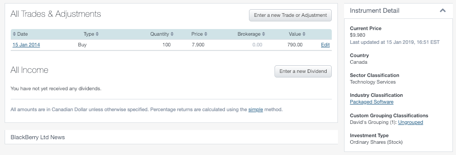 Sharesight instrument detail