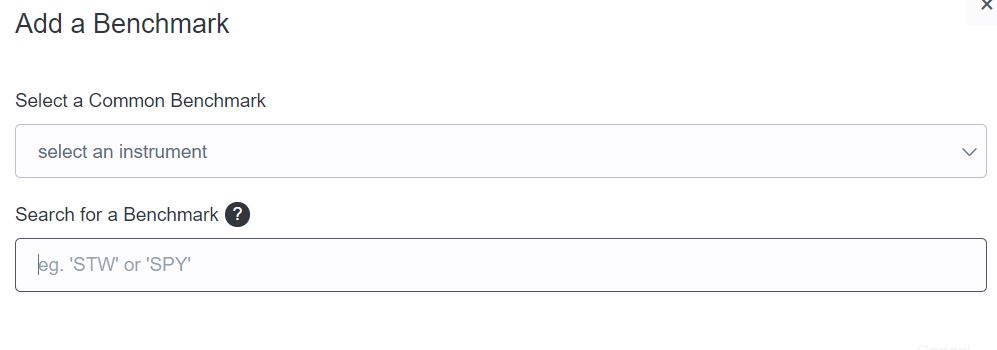 Sharesight Add a benchmark
