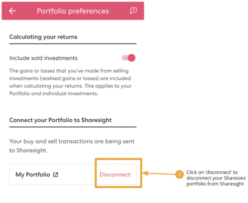 Sharesies Disconnect step 01