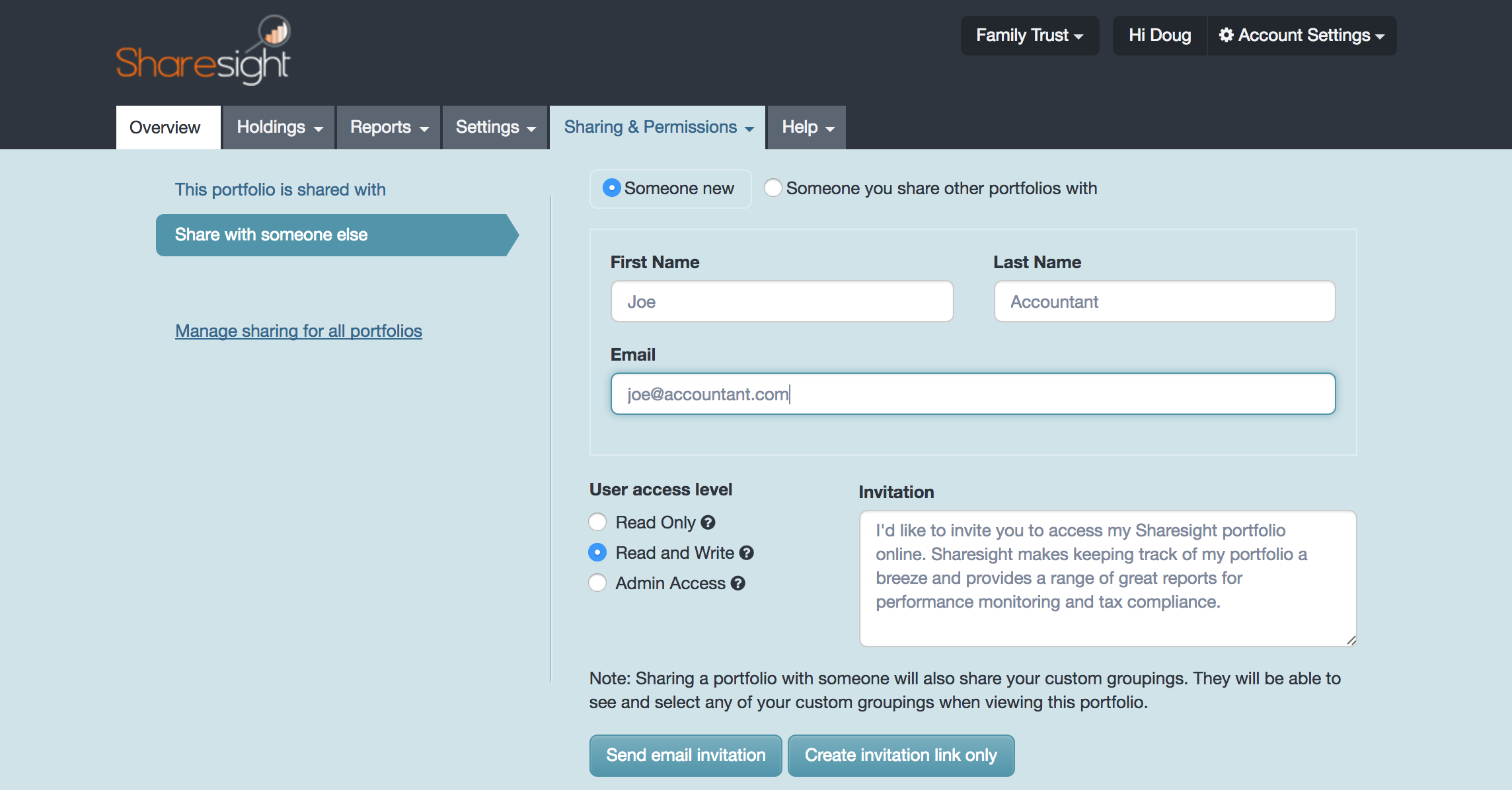 screenshot - share access