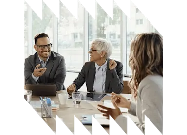 Team of entrepreneurs talking in a meeting in the office